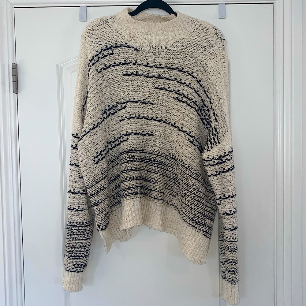 Knox Rose Cream Mock-Neck Drop-Shoulder Knit Sweater